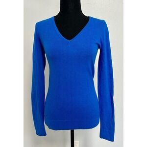 Lilly Pulitzer V Neck Long Sleeve Sweater Royal Blue XS Cotton Blend
